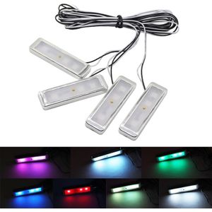 4-delige universele auto kleurrijke LED innerlijke handvat licht sfeerverlichting decoratieve lamp DC12V/0.5 W kabel lengte: 70cm (kleur)