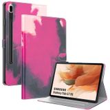 For Samsung Galaxy Tab S7 FE 12.4 inch 2021 T730 / T736 Voltage Watercolor Pattern Skin Feel Magnetic Horizontal Flip PU Leather Case with Holder & Card Slots & Photo Frame(Berry)