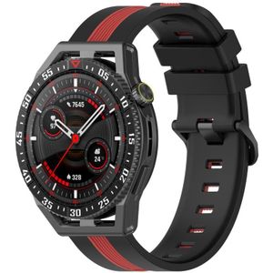 For Honor Watch GS 3 22 mm verticale tweekleurige siliconen horlogeband (zwart + rood)