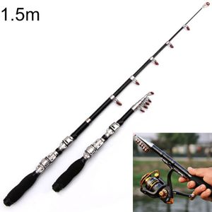 32cm draagbare telescopische zee hengel mini hengel  verlengde lengte: 1.5 m  zwarte clip Reel seat