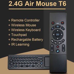 T6 Air Mouse 2.4 GHz draadloze toetsenbord afstandsbediening met Touchpad & IR leren voor PC  Android TV Box / Smart TV  multimedia apparaten