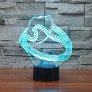 Zwarte basis creatieve 3D LED decoratieve nachtlampje  USB met Touch knop versie  patroon: Diamond Ring