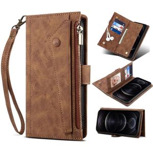 Voor Samsung Galaxy Note20 Ultra Retro Frosted Horizontal Flip Lederen Case met Houder & Card Slot & Portemonnee & Rits Pocket & Lanyard (Brown)