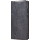 Voor Samsung Galaxy Note20 Ultra Skin-Feel Calfskin Texture Magnetische Dual-Fold Horizontale Flip Lederen Case met Houder & Card Slots & Portemonnee (Zwart)