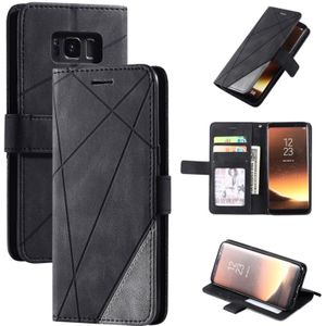 Voor Samsung Galaxy S8 Skin Feel Splicing Horizontal Flip Leather Case met Holder & Card Slots & Wallet & Photo Frame(Zwart)