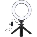 PULUZ 6 2 inch 16cm USB 3 modi Dimbare LED ring Vloggen fotografie video-verlichting + Pocket statief mount kit met koude schoen statief bal hoofd (zwart)
