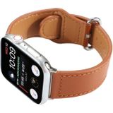 Voor Apple Watch Series 5 & 4 44mm / 3 & 2 & 1 42mm Effen kleur Originele lederen horlogeband(bruin)