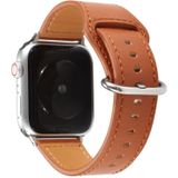 Voor Apple Watch Series 5 & 4 44mm / 3 & 2 & 1 42mm Effen kleur Originele lederen horlogeband(bruin)