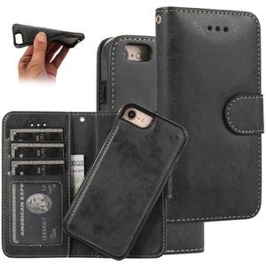 Voor iPhone SE 2020 / 8 / 7 KLT888-2 Retro 2 in 1 Afneembare Magnetische Horizontale Flip TPU + PU Lederen Case met Holder & Card Slots & Photo Frame & Wallet(Zwart)
