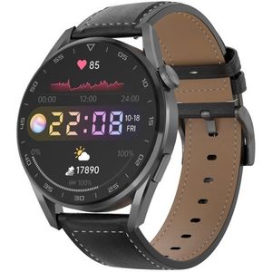 DT3PRO 1.36 inch Kleurenscherm Smart Watch  IP67 Waterdicht  Lederen Horlogeband  Ondersteuning Bluetooth Call / Heart Rate Monitoring / Bloeddruk Monitoring / Blood Oxygen Monitoring / Slaapmonitoring (Zwart)
