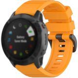 Voor Garmin Fenix 6X 26mm Quick Release Officile Texture Polsband Watchband met Plastic Button (Amber Yellow)