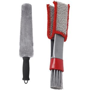 Auto lucht uitlaat reinigingsborstel interieur schoonmaak tool  stijl: liniaal borstel + grijze rode borstel
