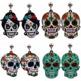 3 paren Halloween -sieraden Acryl Persoonlijke schedeloorbellen (Women Ghost)