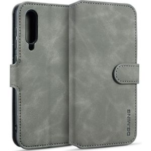Dg. MING retro olie kant horizontale flip case voor Galaxy A50  met houder & kaartsleuven & portemonnee (grijs)