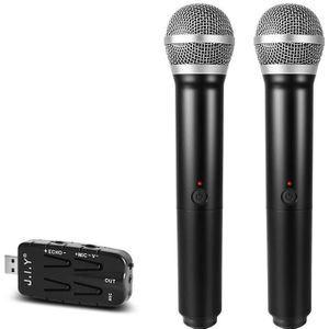 J.I.Y 2 in 1 K Song Draadloze Microfoons voor TV-pc met Audiocark USB-ontvanger