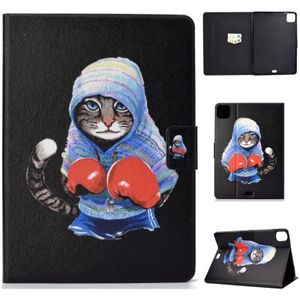 Voor iPad Pro 11 2020 Elektrisch geperst TPU Links en Rechts Open Flat Leather Case met Slaapfunctie & Card Buckle Anti-slip Strip (Boxing Cat)