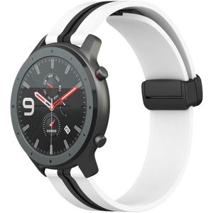 Voor Amazfit GTR 47 mm 22 mm opvouwbare magnetische sluiting siliconen horlogeband (wit + zwart)