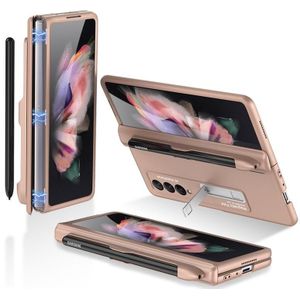 Voor Samsung Galaxy Z Fold3 5G GKK Magnetische Volledige dekking Telefoon Flip Case met Pen Slot