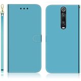 Voor Xiaomi Redmi K20 / K20 Pro / Mi 9T / Mi 9T Pro Gemiteerd Spiegeloppervlak Horizontale Flip Lederen Hoes met Holder & Card Slots & Wallet & Lanyard(Blauw)