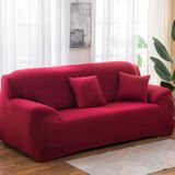 Vier seizoenen effen kleur elastische volledige dekking antislip sofa cover (wijn rood)