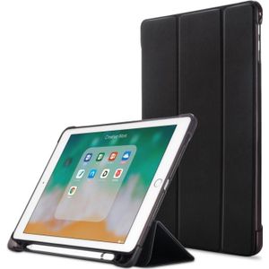 Litchi textuur Flip lederen Case voor de iPad Pro 9.7(2017) / Pro 9.7(2018) / Air2 / Air  met drie-vouwen houder & Pen Slots(Black)