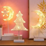 Maan van vorm rotan romantische vakantie LED licht met houder  Warm Fairy decoratieve Lamp nachtlampje voor Kerstmis  bruiloft  slaapkamer (Warm wit)
