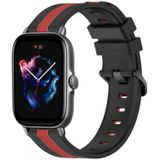 Voor Amazfit GTS 3 20 mm verticale tweekleurige siliconen horlogeband (zwart + rood)