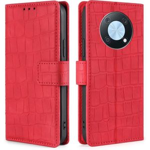 Voor Huawei nova Y90 4G Huid Voel Krokodil Magnetische Sluiting Lederen Telefoon Case (Rood)