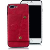 iPhone 7 Plus & 8 Plus magnetisch PU leren back cover Hoesje met opbergruimte voor pinpassen (rood)