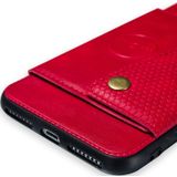 iPhone 7 Plus & 8 Plus magnetisch PU leren back cover Hoesje met opbergruimte voor pinpassen (rood)