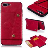 iPhone 7 Plus & 8 Plus magnetisch PU leren back cover Hoesje met opbergruimte voor pinpassen (rood)