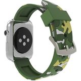 Voor Apple Watch serie 3 & 2 & 1 42mm Fashion Camouflage patroon siliconen horloge Strap(Green)