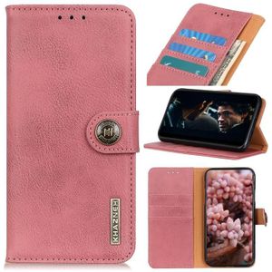 Voor OPPO Reno5 Pro 5G KHAZNEH Koeienhuid Textuur Horizontale Flip Lederen Case met Houder & Kaart Slots & Portemonnee (Roze)