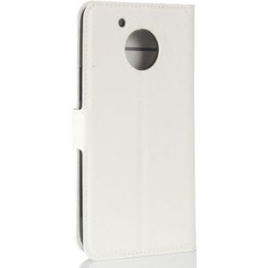 Voor Motorola Moto E4 Plus (Amerikaanse versie) Litchi textuur horizontaal lederen draagtas met houder & kaartsleuven & Wallet(White) spiegelen