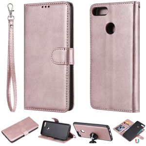 Voor Huawei Y9 (2018) effen kleur horizontale Flip beschermende case met houder & kaartsleuven & portemonnee & foto frame & Lanyard (Rose goud)