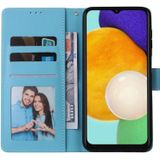 For Samsung Galaxy A13 5G Marble Bronzing Stitching Leather Phone Case(Blue)