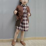 Lente en herfst kinderkleding Meisje Katoen Gebreide Vest trui  Kid Size:110cm (Grijs)