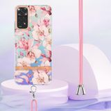Voor Xiaomi Redmi Note 11s/Redmi Note 11 4G 6.43inch Global Flowers Series TPU -telefoonhoesje met lanyard (roze tardenia)