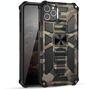 Camouflage Armor Schokbestendig tpu + pc magnetische beschermende behuizing met houder voor iPhone 11 Pro Max (leger groen)