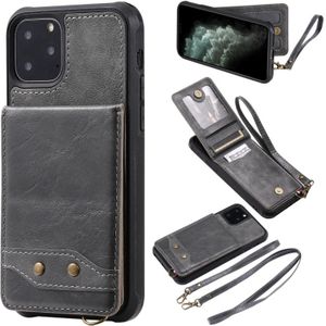 Voor iPhone 11 Pro Vertical Flip Shockproof Leather Protective Case met Long Rope  Support Card Slots & Bracket & Photo Holder & Wallet Function(Gray)