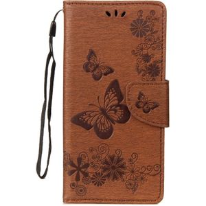 Voor Galaxy S9 PLUS Vintage relif bloemen vlinder patroon horizontale Flip lederen draagtas met kaartslot & houder & portemonnee & Lanyard(Brown)