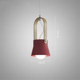 Houtnerf Creatieve Eenvoudige Persoonlijkheid Restaurant Kroonluchter Single Head Studie Slaapkamer Macaron Bar Kleine Lamp zonder lichtbron  grootte: S (Rood)