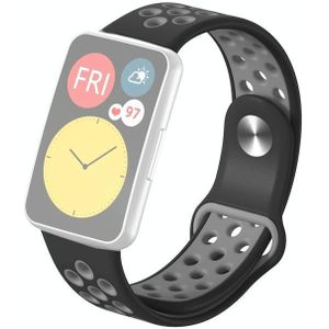Voor Huawei Watch Fit Silicone Tweekleurige reverse buckle vervanging riem horlogeband (zwart grijs)