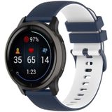 Voor Garmin Venu 20 mm geruite tweekleurige siliconen horlogeband (donkerblauw + wit)
