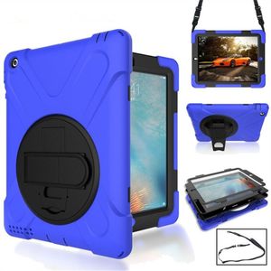 360 graden rotatie siliconen beschermhoes met houder en hand riem en lange riem voor iPad Pro 9.7 (blauw)