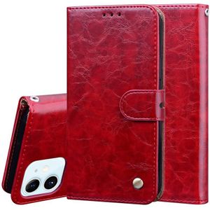 Business Style Olie Wax Textuur Horizontale Flip Lederen case met houder & kaartslots & portemonnee voor iPhone 12 mini(Rood)