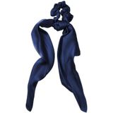 3 PCS Super Long Large Intestine Circle Silk Scarf Ribbon Satin Solid Color Big Tail Hair Circle (Navy)