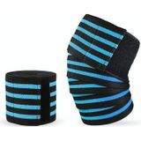 2 PCS Nylon Four Stripes Bandage Wrapped Sports Knee Pads(Black Light Blue)