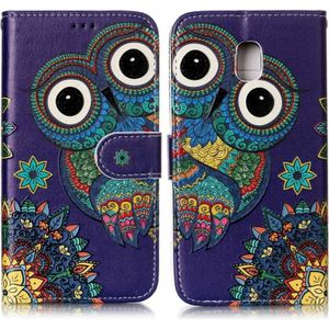 Voor Galaxy J3 (2017) relif (EU versie) Gloss olie etnische stijl Owl patroon horizontale Flip lederen draagtas met houder & kaartsleuven & portemonnee & fotolijstjes
