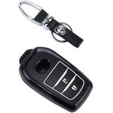 Auto Auto PU leder intelligentie twee knoppen lichtgevend Effect Key Ring beschermhoes voor 2014 versie RAV4 2015 versie Highlander(Black)